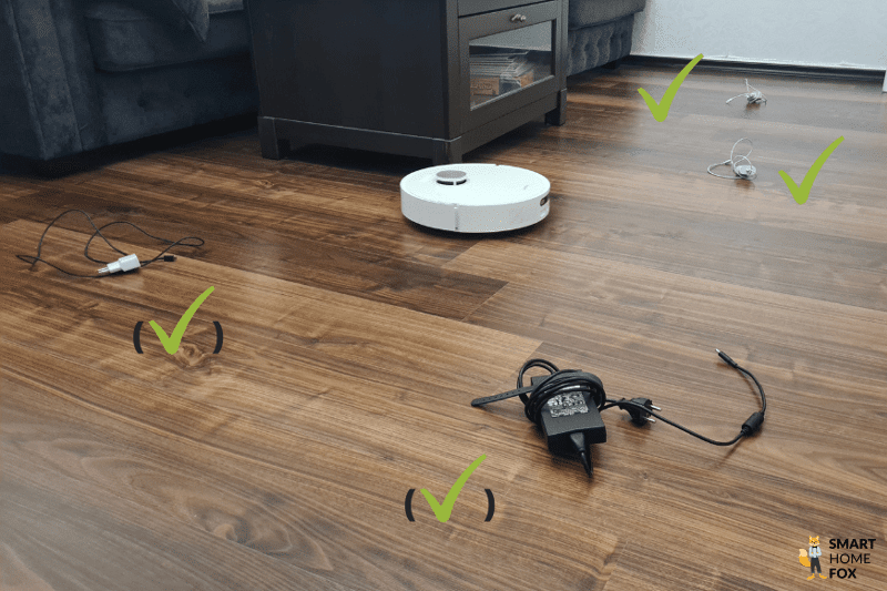 The result of the Dreame L10s Ultra robot vacuum cleaner in the object suitability test of cables can be seen.